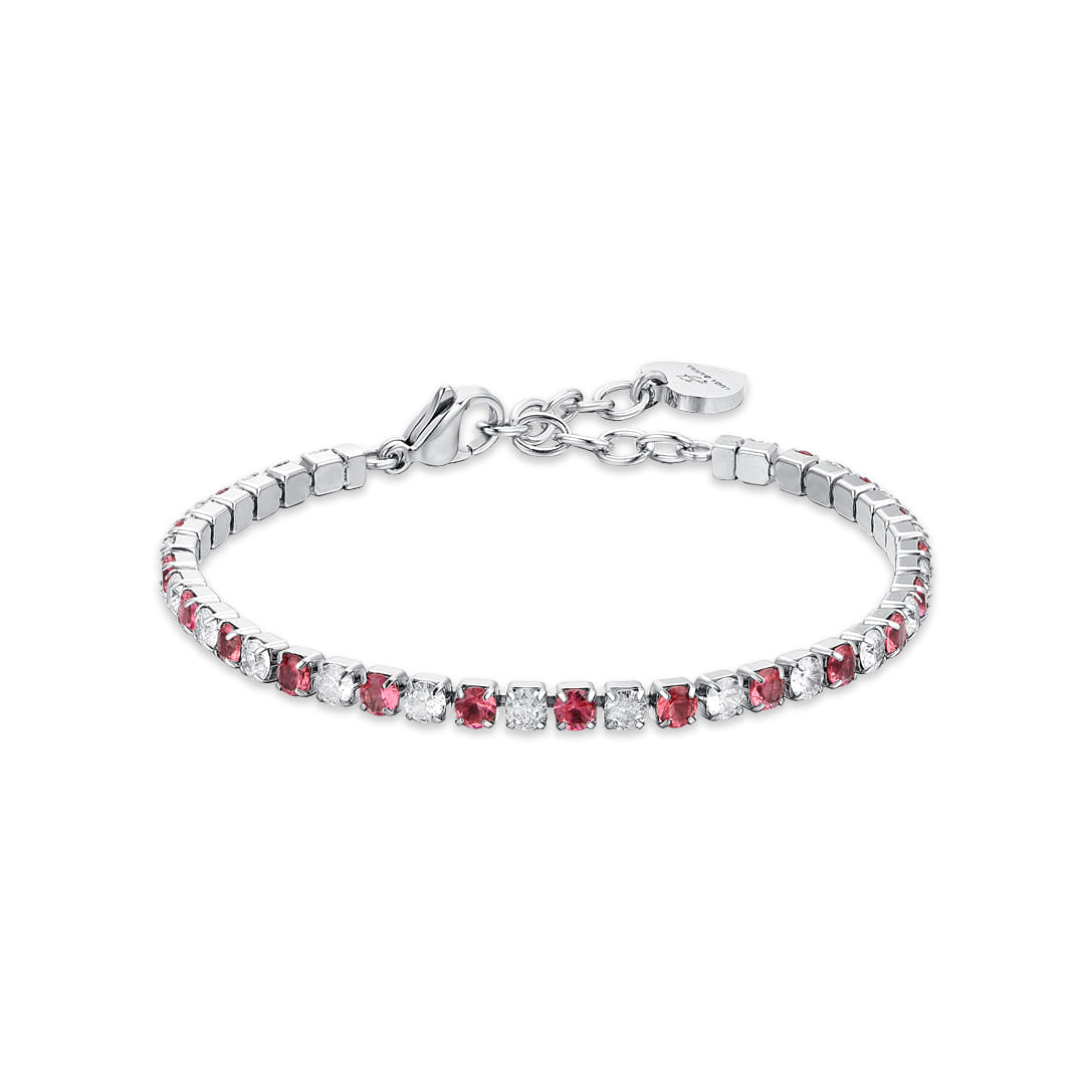 Luca Barra Ladies Tennis Bracelet with Red and White Crystals | Accessories | Braceletes | Fashion Jewellery | Ladies bracelet | Women | Womens