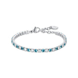 Luca Barra Ladies Tennis Bracelet with Light Blue and White Crystals