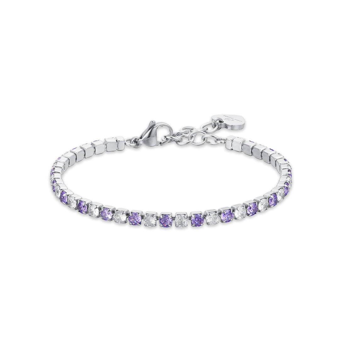 Luca Barra Ladies Tennis Bracelet with Purple and White Crystals | Accessories | Braceletes | Fashion Jewellery | Ladies bracelet | Women | Womens