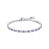Luca Barra Ladies Tennis Bracelet with Purple and White Crystals