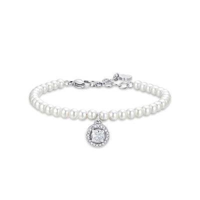 Luca Barra Ladies Steel Bracelet with White Pearls and White Zirconia