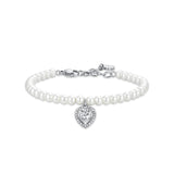 Luca Barra Ladies Steel Bracelet with Pearls and White Zircon Heart