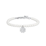 Luca Barra Ladies Steel Bracelet with Pearls and Four-Leaf Clover