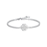 Luca Barra Ladies Tennis Bracelet in Steel with Spinning Four-Leaf Clover