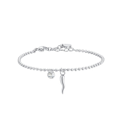 Luca Barra Ladies Steel Bracelet with Horn Pendant and Zirconia
