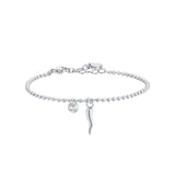 Luca Barra Ladies Steel Bracelet with Horn Pendant and Zirconia