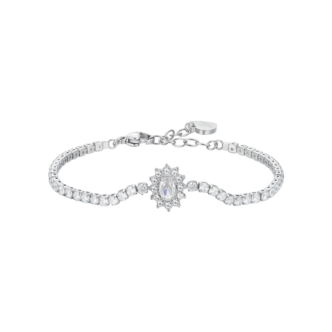 Luca Barra Ladies Tennis Bracelet in Steel with Crystal and White Zirconia | Accessories | Braceletes | Fashion Jewellery | Ladies bracelet | Women | Womens