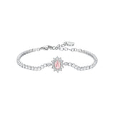 Luca Barra Ladies Tennis Bracelet in Stainless Steel with Crystals and Pink Zirconia
