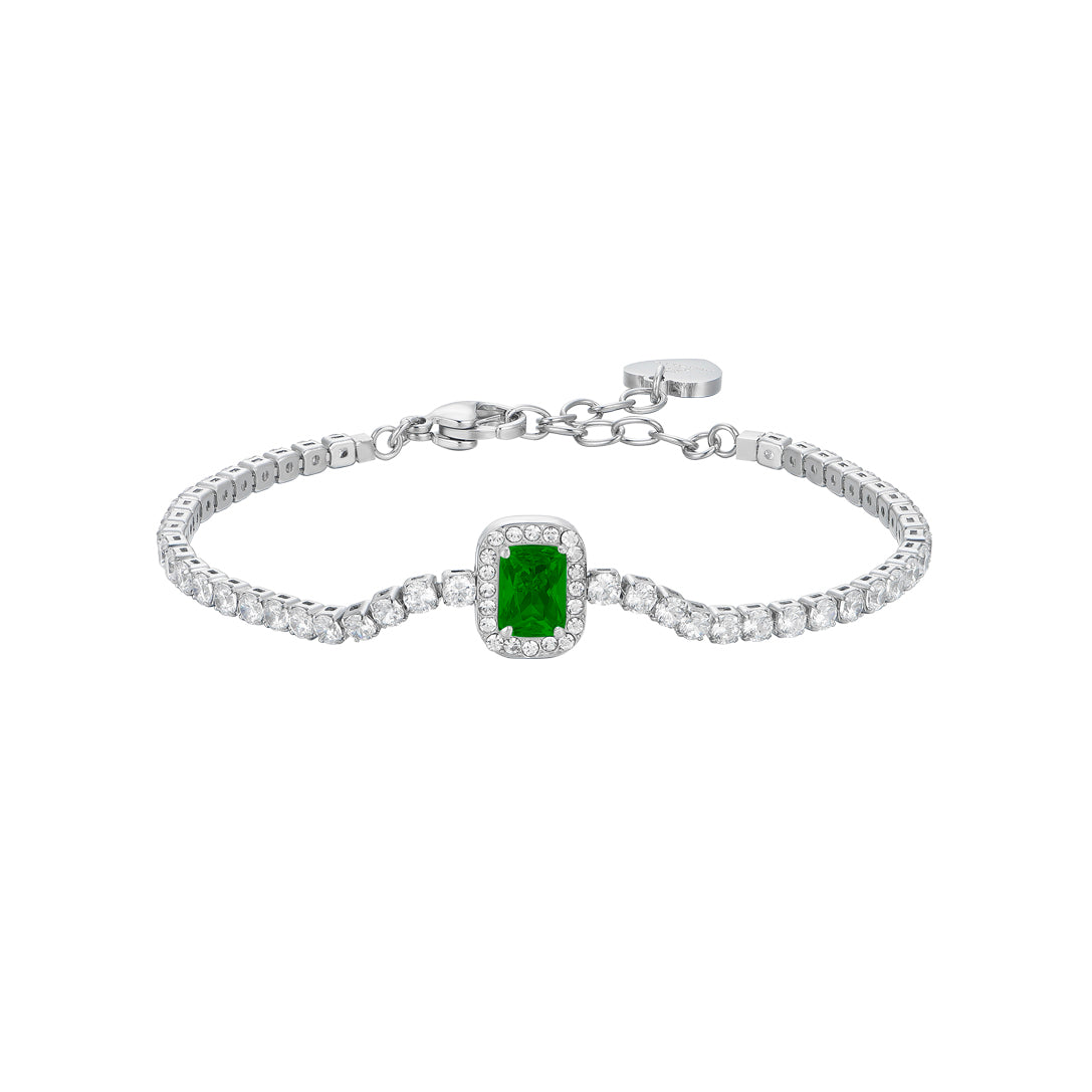 Luca Barra Ladies Tennis Bracelet in Stainless Steel with Crystals and Green Zirconia | Accessories | Braceletes | Fashion Jewellery | Ladies bracelet | Women | Womens