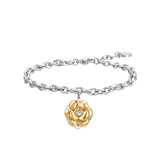 Luca Barra Ladies IP Gold Steel Bracelet with Spinning Rose