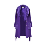 Black By Mz Women's Purple Coat With Fur Pocket