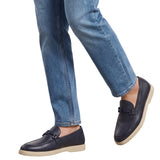Baldinini Men's Navy Grained Leather Driving Loafer