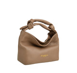 Piumelli Bonbon Mud top-handle bag in grained leather with knotted handle and gold logo.