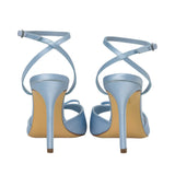 Black Suede Studio Women's Satin Heeled Sandal
