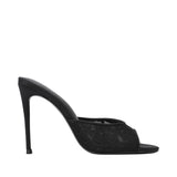 Black Suede Studio Women's Black Lace High-Heel Mule