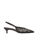 Black Suede Studio MAGGIE35 Women's Woven Leather Kitten Heel