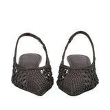 Black Suede Studio MAGGIE35 Women's Woven Leather Kitten Heel