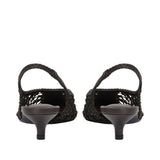 Black Suede Studio MAGGIE35 Women's Woven Leather Kitten Heel