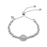 Buckley London Beaded Friendship Bracelet With Pave Disc Imitation Rhodium