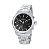 Luca Barra Gents Steel Watch with Black Dial and Silver Bezel