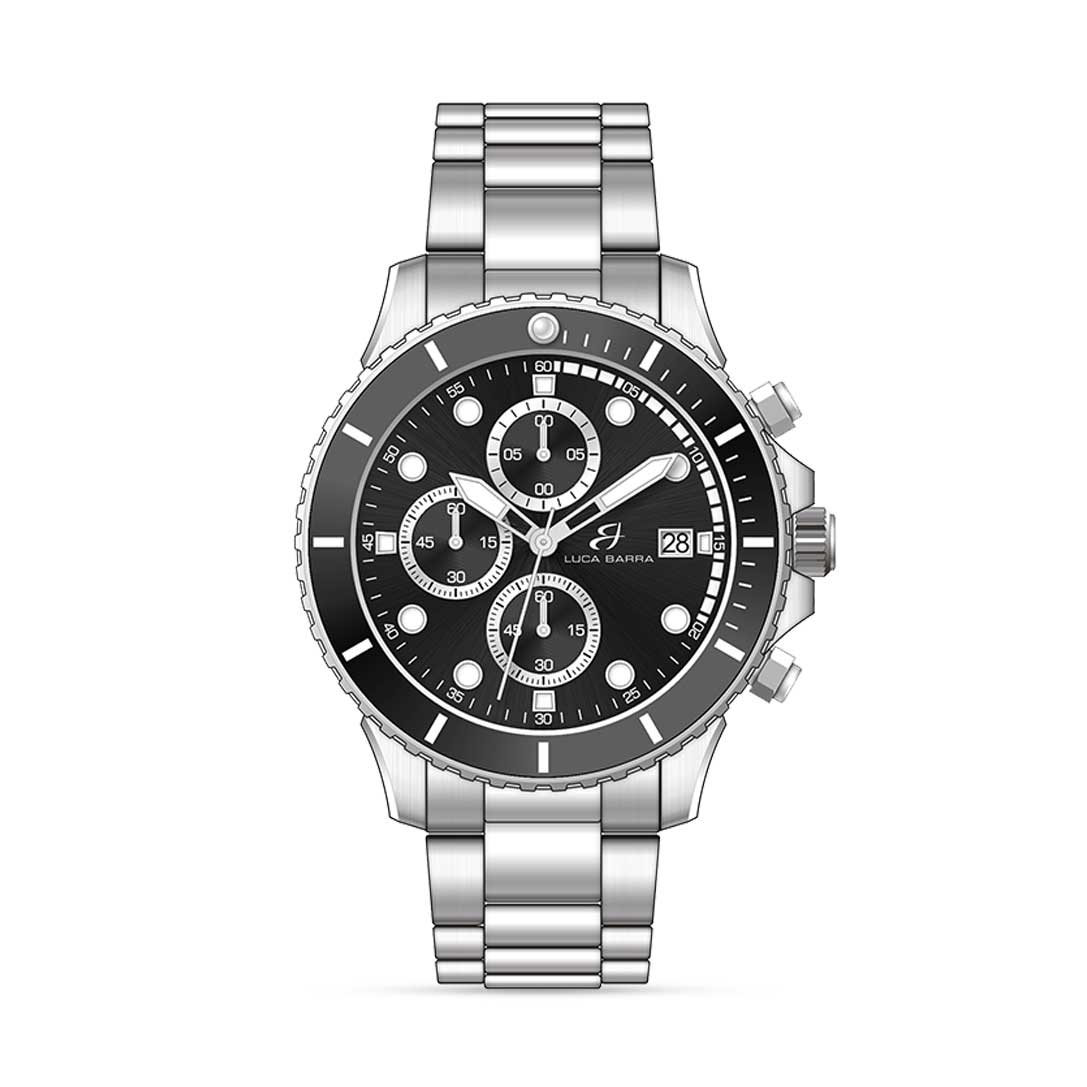 Luca Barra Gents Steel Watch With Black Dial | Accessories | Fashion Watches | Men | Mens | Mens Watches | Watch