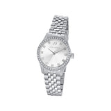 Luca Barra Ladies Stainless Steel Watch with Silver Dial, Bezel with White Crystals