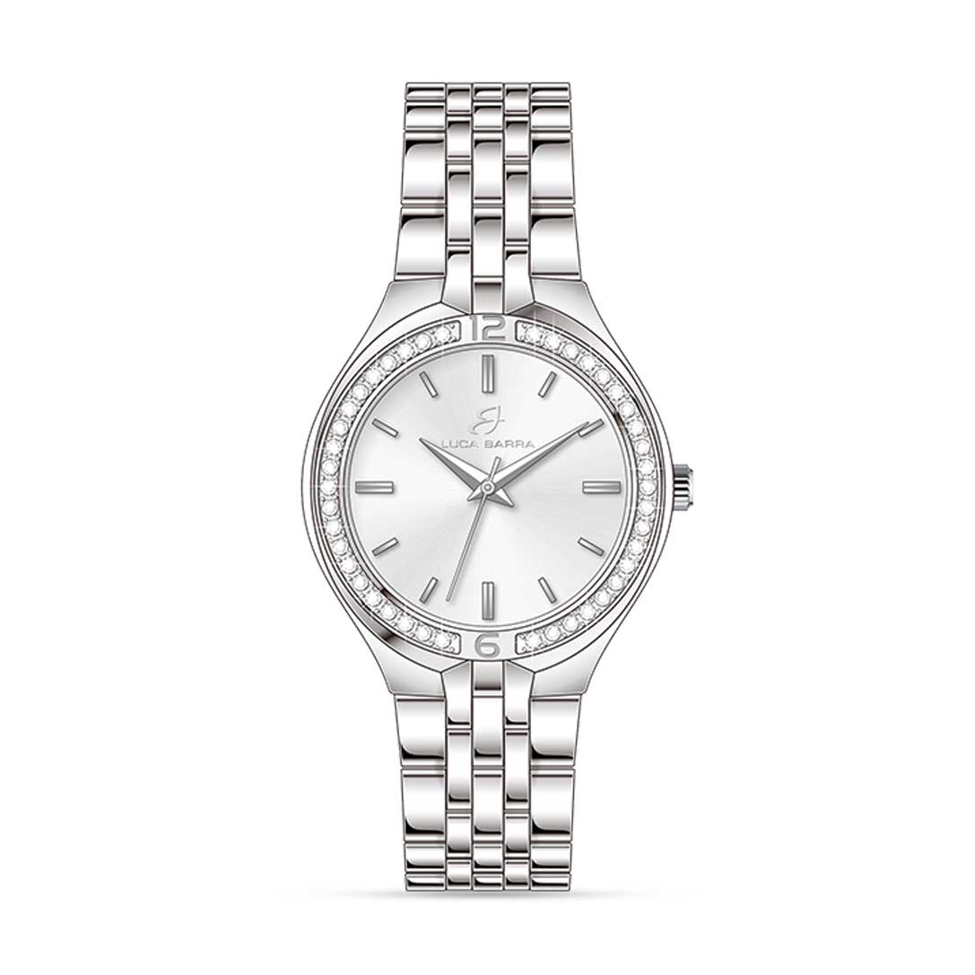 Luca Barra Ladies Steel Watch with White Crystals Bezel | Accessories | Fashion Watches | Watch | Women | Womens | Womens Watches