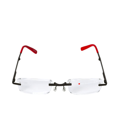 B+D Black and Red Rimless Reading Glasses