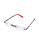 B+D Readers Unisex Black and Red Rimless Reading Glasses with Clear Lenses — Now Available Online.