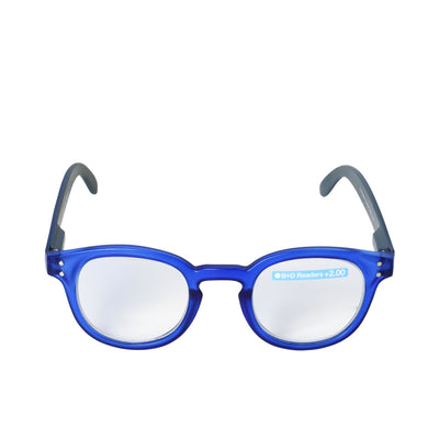B+D Blue & Grey Round Reading Glasses