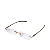 B+D Unisex Bronze/Brown Rimless Reading Glasses with Clear Lenses — Shop Now Online.
