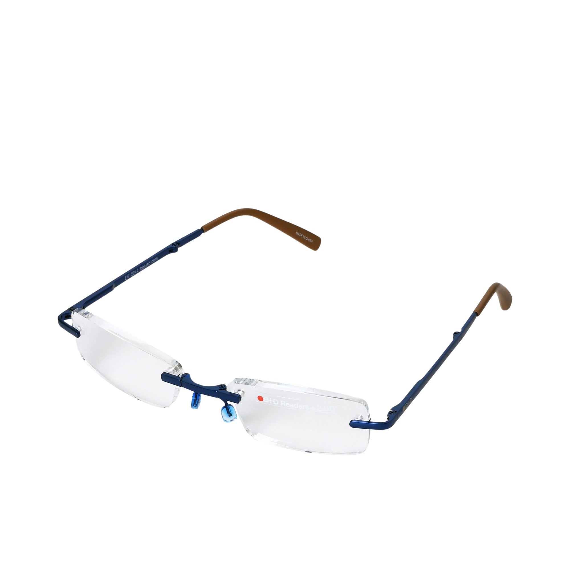 B+D Unisex Navy Rimless Reading Glasses with Clear Lenses — Order Online Today.