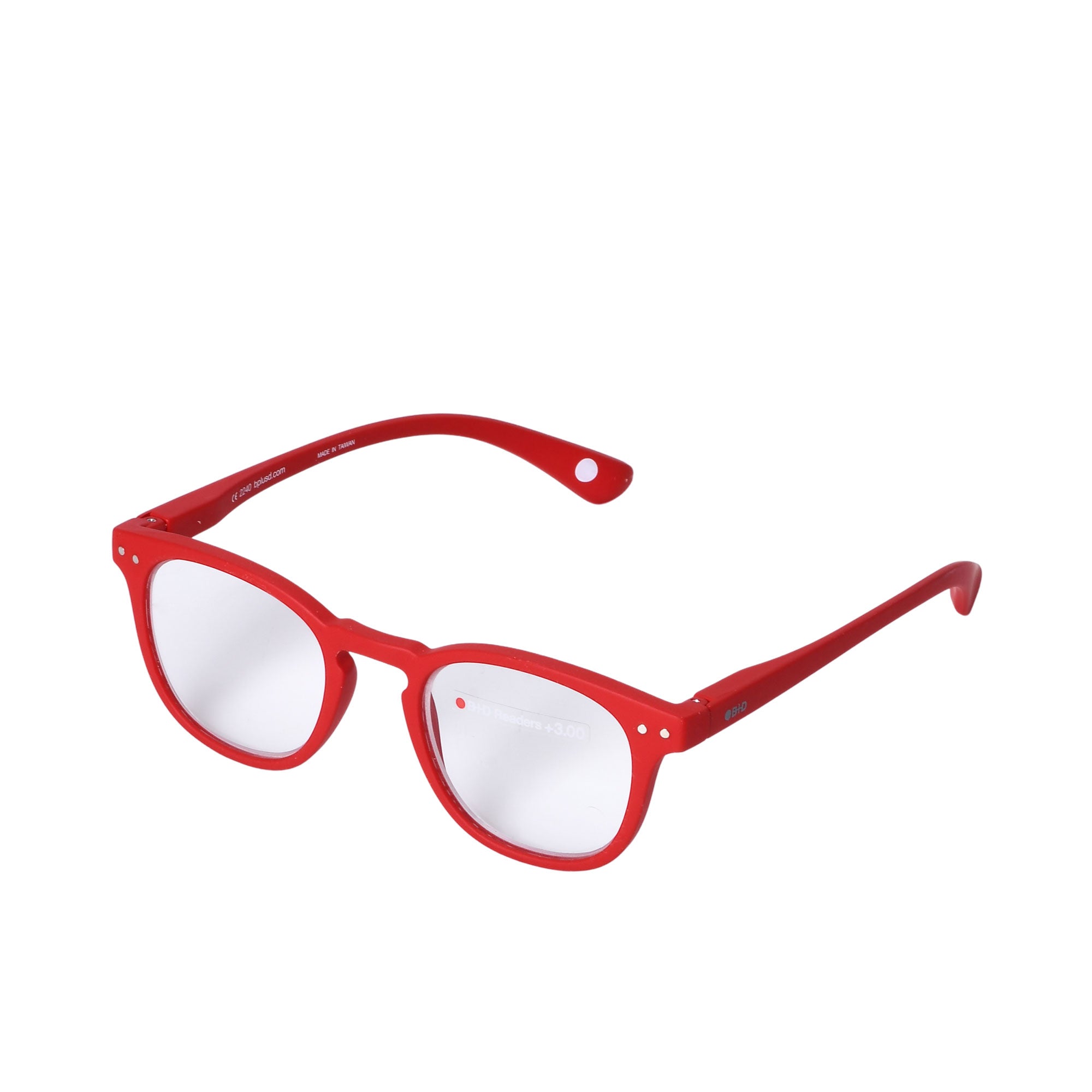 B+D Unisex Red Square Reading Glasses with Clear Lenses — Now Online.