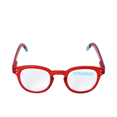 B+D Red & Blue Round Reading Glasses