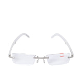 B+D Silver & White Rimless Reading Glasses