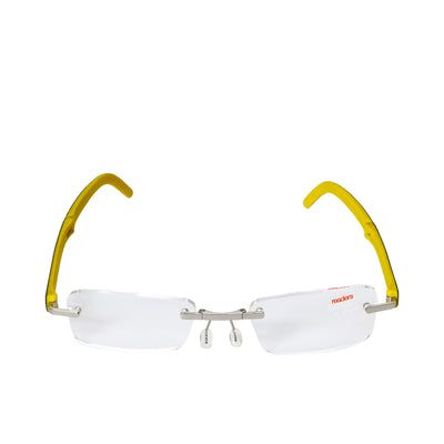 B+D Silver & Yellow Rimless Reading Glasses