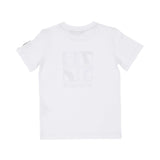 Back View of the Aigner Kids boys white cotton t-shirt multi logo graphic. Find Online
