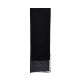 Back of the scarf view of the Nero women's black embroidered abaya with brown detailing. Shop the Latest Collection