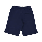 Back view of the Aigner Kids boys navy bermuda shorts with logo print. Shop Now Online