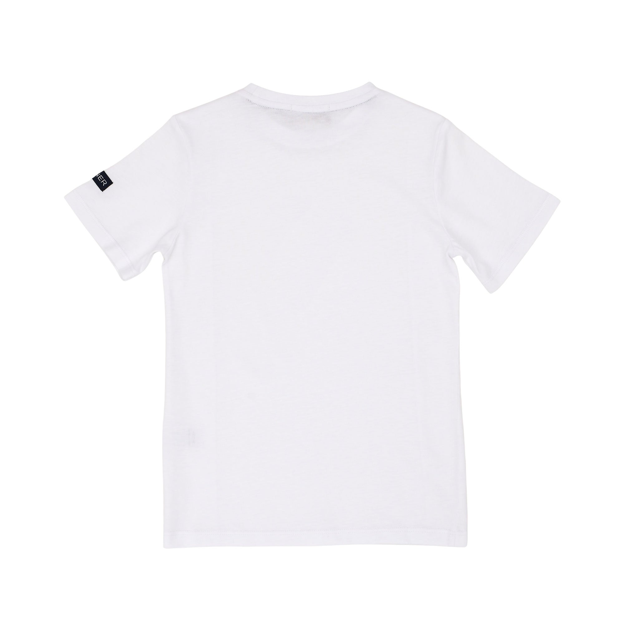 Back view of the Aigner Kids boys signature graphic t-shirt cotton top in White. Order Online Today