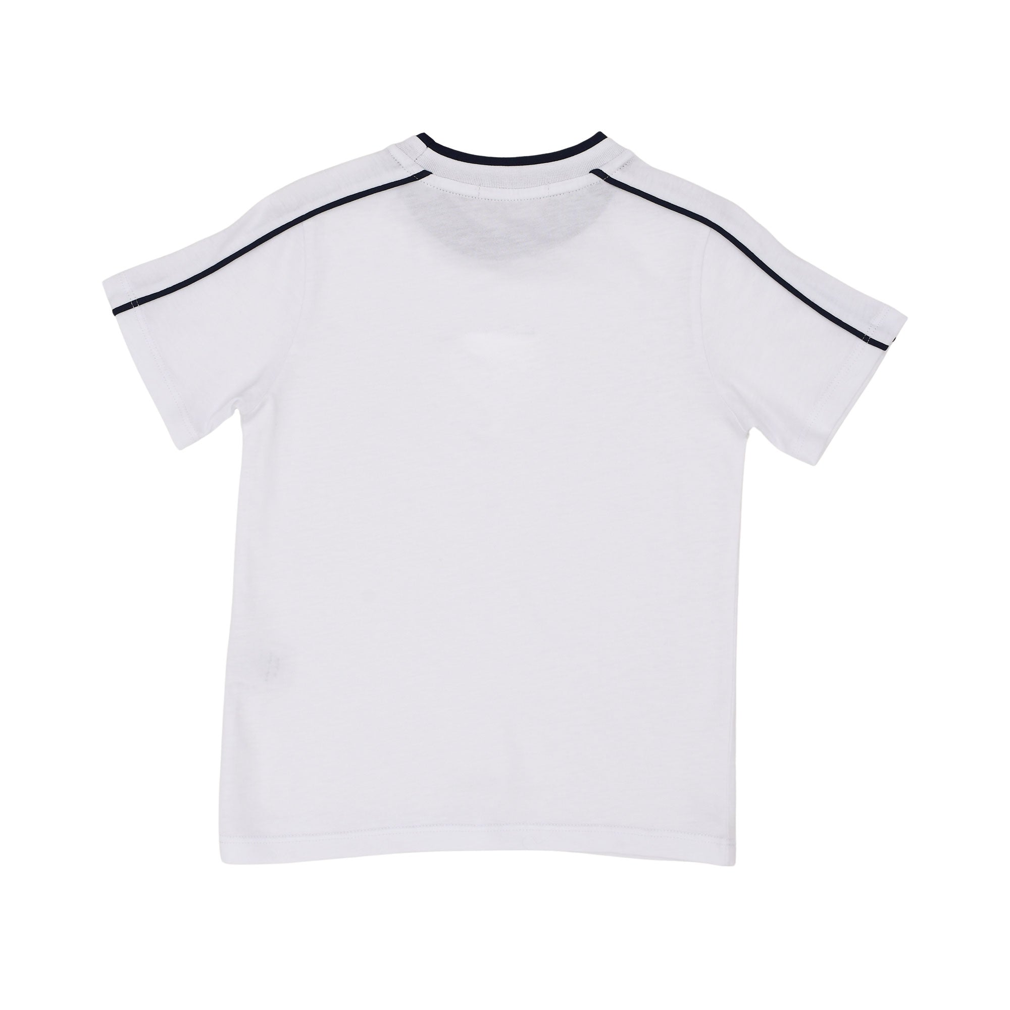 Back view of the Aigner Kids boys white cotton t-shirt logo. Shop Now Online