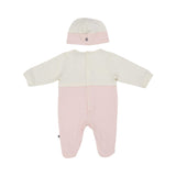 Back view of the Aigner Kids newborn White & Pink sleepsuit set with hat baby outfit soft luxury cotton. Shop the Latest Collection Online