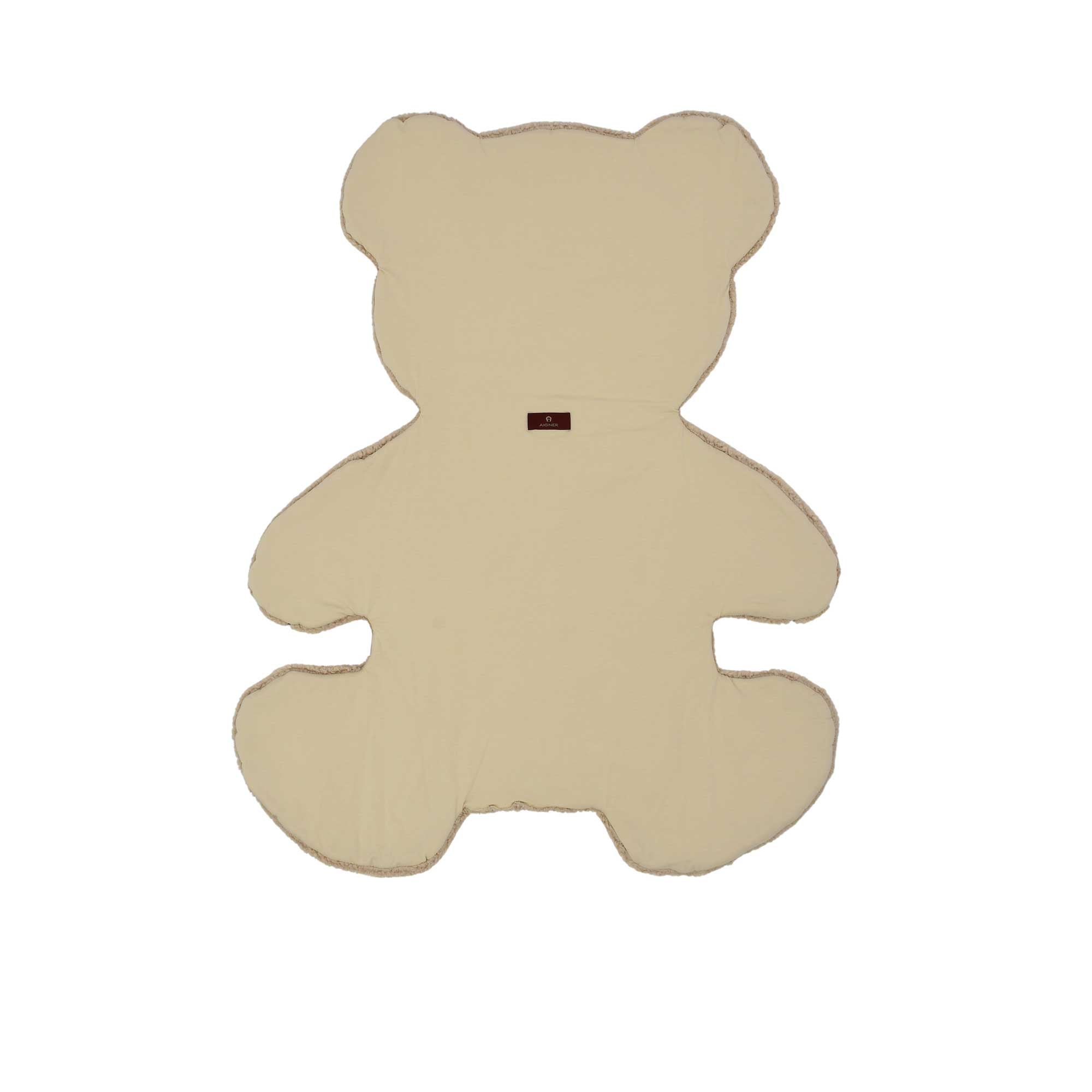 Back view of the Aigner kids newborn's teddy bear shaped blanket beige with logo paw design Order Online Today