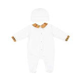 Back view of the Alviero Martini Kids Newborn White Sleepsuit Set with Blanket. Shop now Online at Blue Salon Qatar