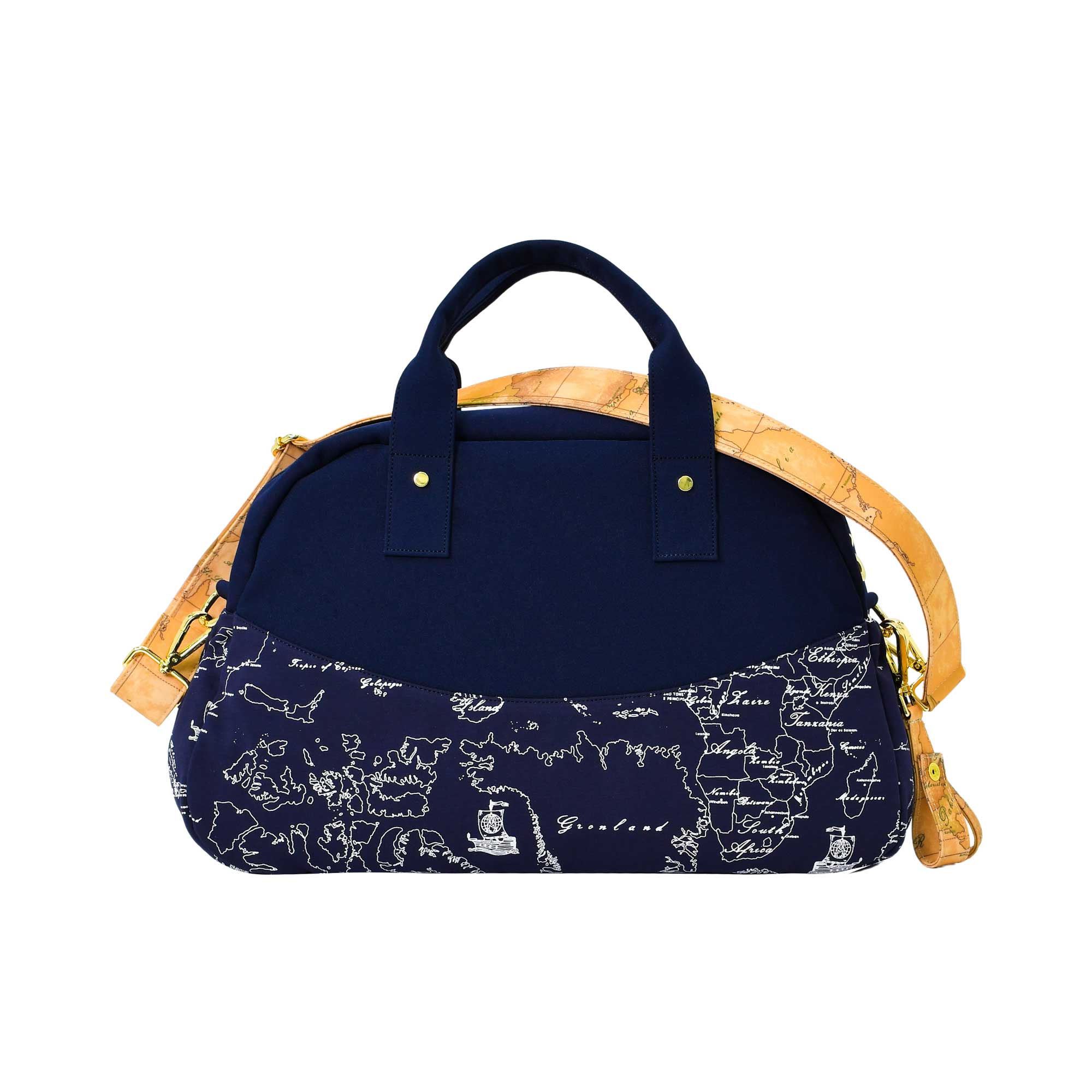 Back view of the Alviero Martini kids blue Geo map changing bag. Order Online Today