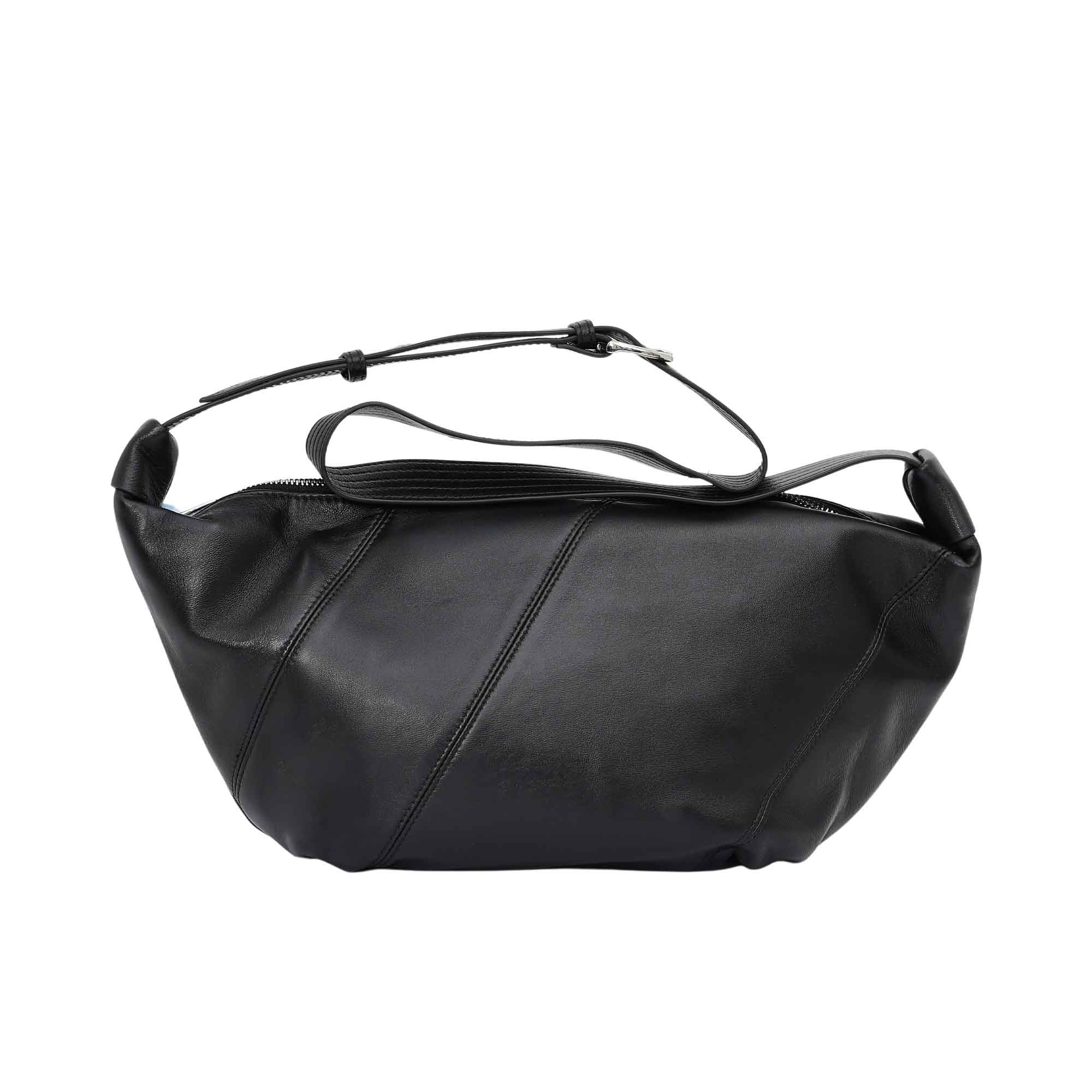 Back view of the Karisma leather shoulder bag in Black with adjustable strap and stitched panel detailing. Find the Collection Online