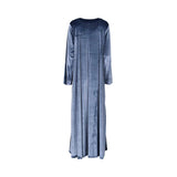 Back view of the Nero women's dark grey velvet embellished jalabiya. Find Now Online.