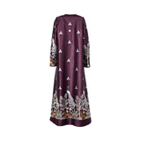 Back view of the Nero women's purple embroidered jalabiya set with gold inner dress. Shop the Collection Online