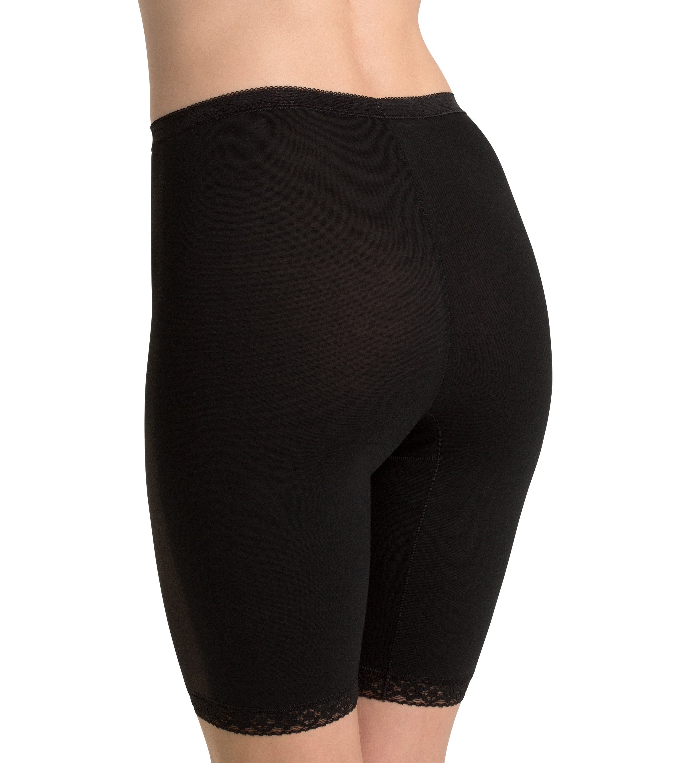 Back view of the Sloggi Basic+ black long panty, showing the high-waist fit and mid-thigh leg length. Shop the Latest Online