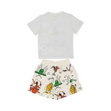 Back view of the Stella McCartney Kids Musical Monsters set, showing the continuation of the playful character print on the jersey shorts.